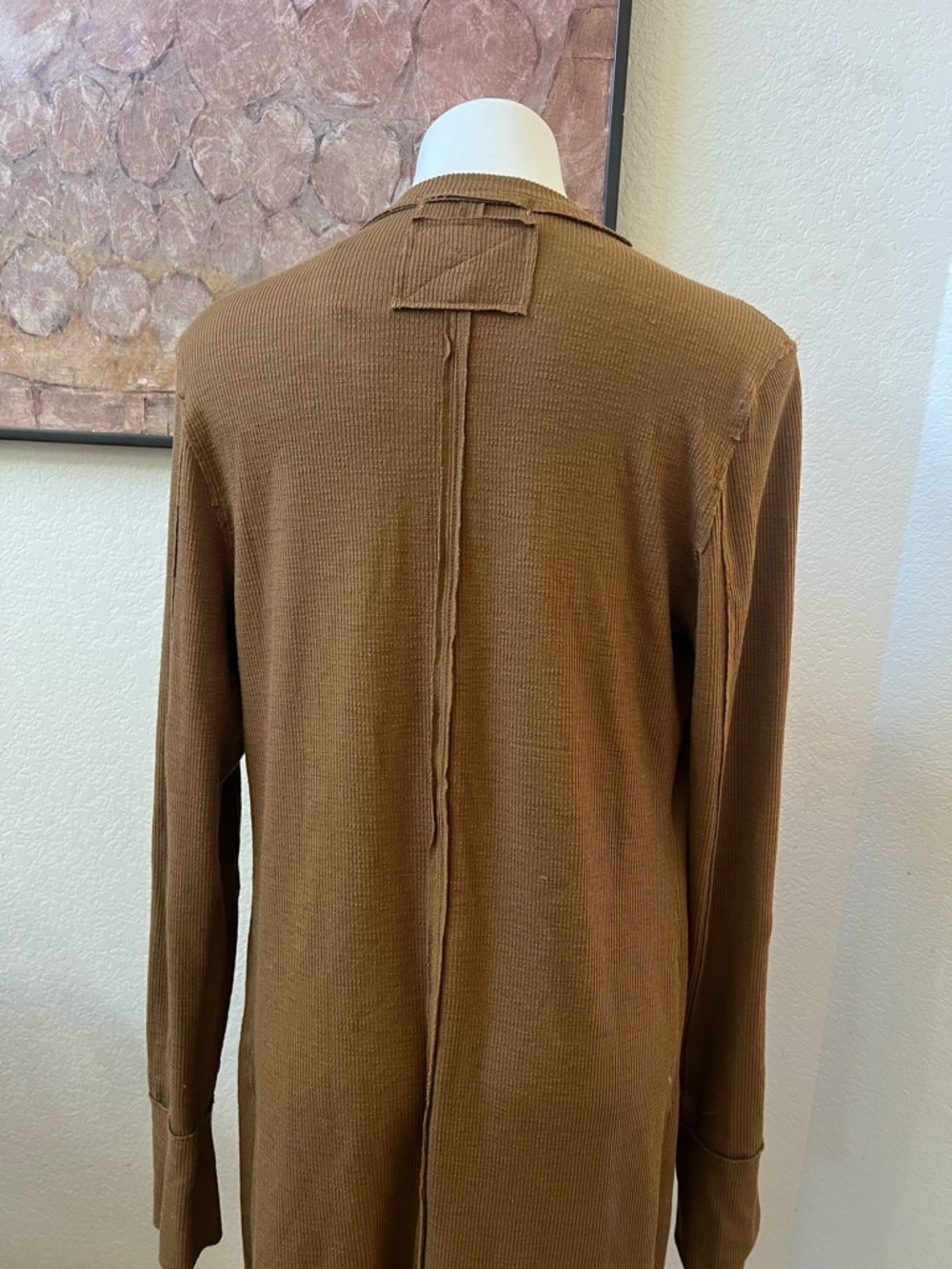 We Button-Front Ribbed Long Cardigan in Brown - Picture 10 of 10